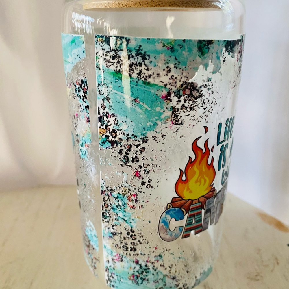 Colorful Campfire Glass Tumbler